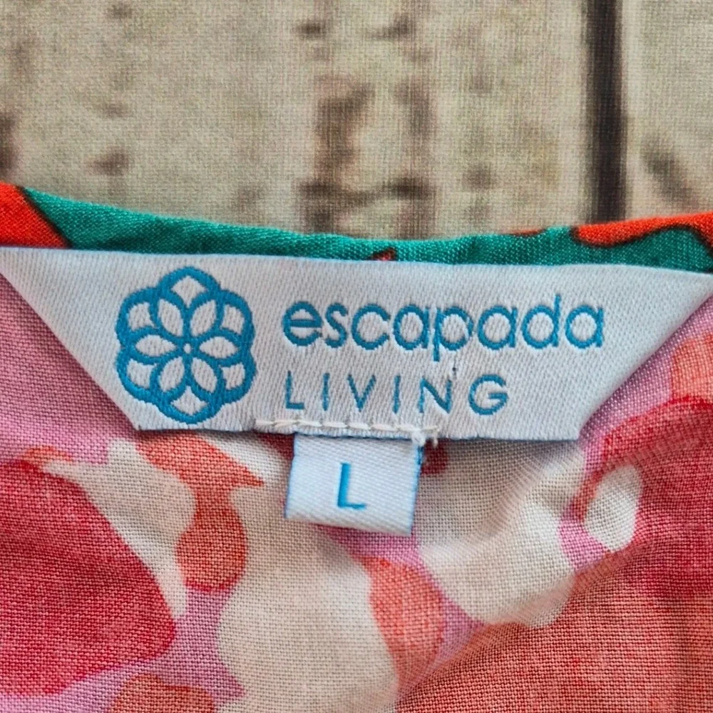 Escapada Living Red Tropical Fish Print Kaftan Swim Cover Up Tunic Large